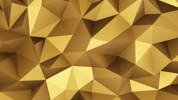 抽象几何金色背景，多边形，低多边形图案。3 d渲染插图。图片下载