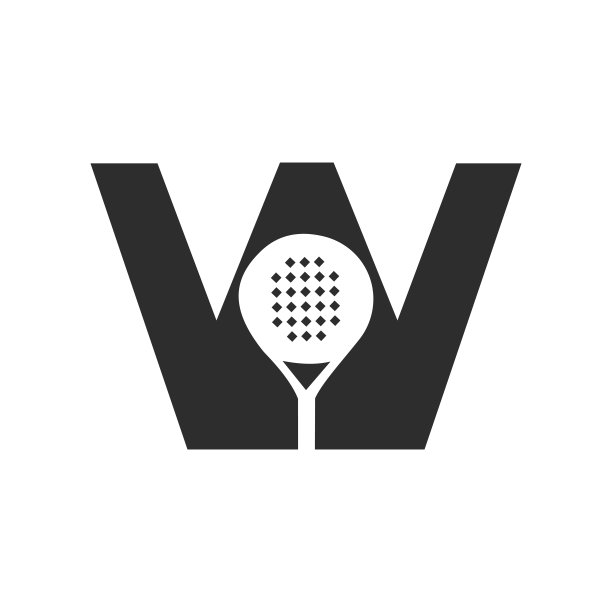 字母W球拍标志设计矢量模板。沙滩乒乓球俱乐部标志图片下载