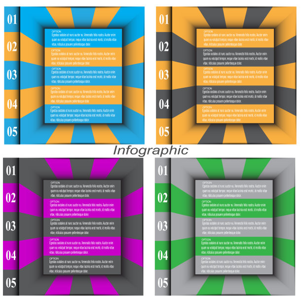 收集信息图与步骤和选项，横幅网页布局。图片下载