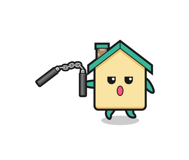 卡通的房子使用双节棍图片下载