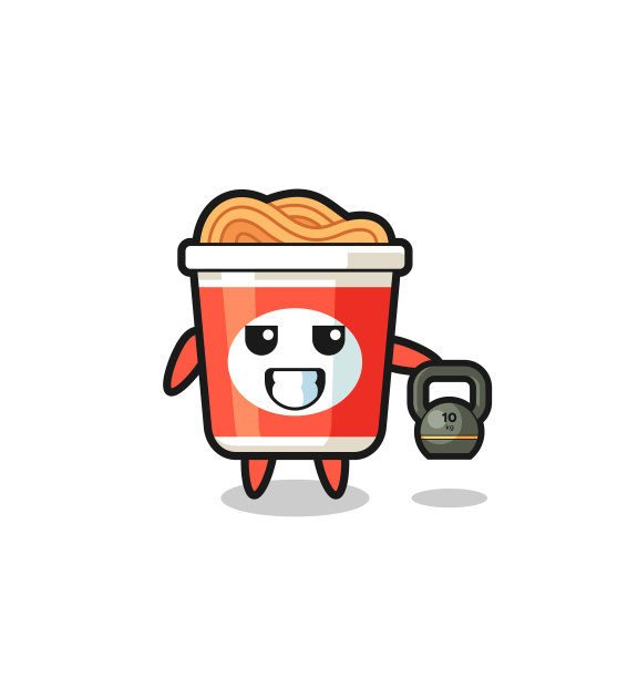 方便面吉祥物举壶铃在图片下载