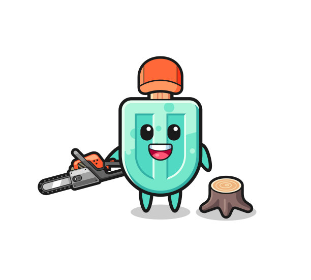 拿着电锯的冰棒伐木工角色图片下载