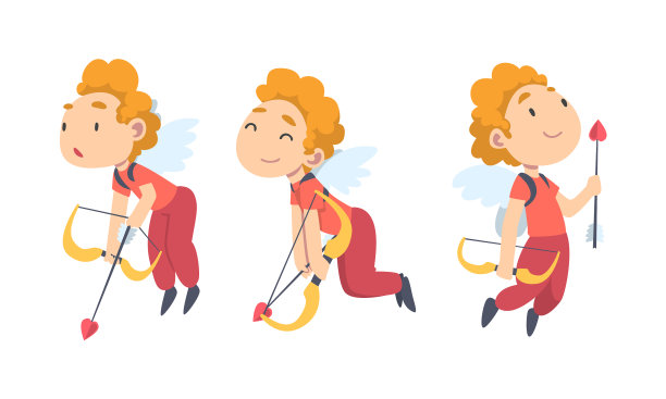 滑稽的小男孩丘比特有翅膀飞翔图片下载