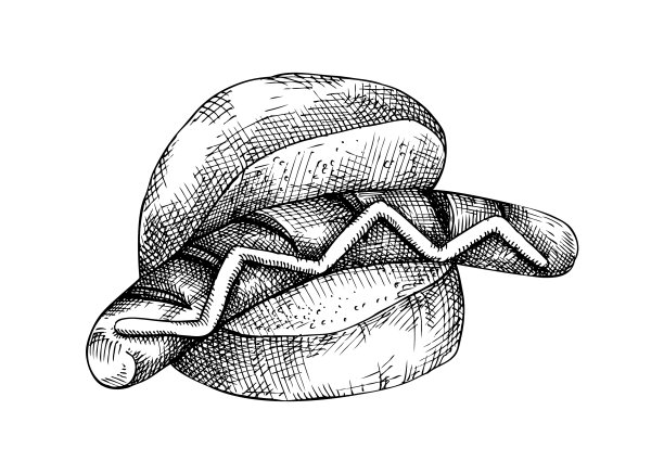 烤香肠面包配芥末快餐图片下载