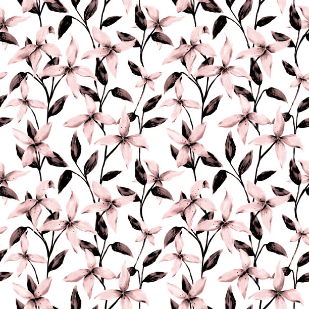 百合图案单色红图片下载