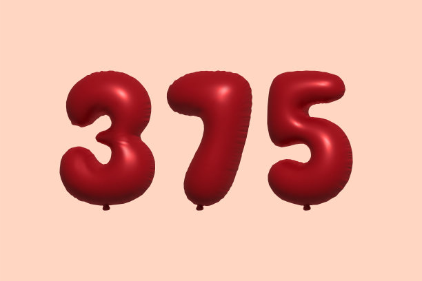 375 3d数字气球制成逼真的金属图片下载