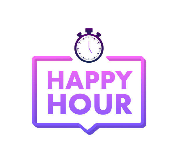 带有黑色欢乐时光横幅的复古海报图片下载