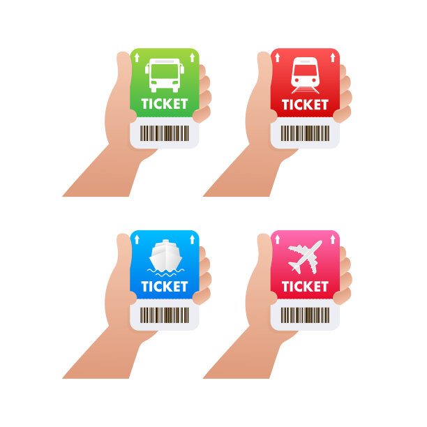 旅行车票，飞机和火车孤立图片下载