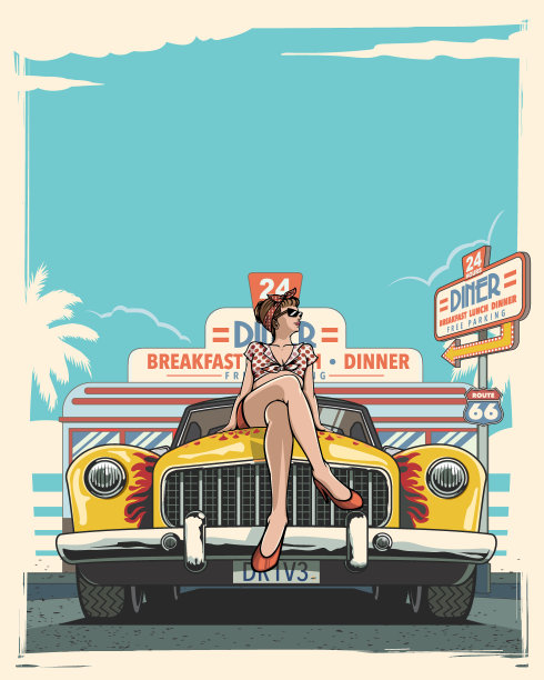 Rockabilly Baby在中午的海报插图图片下载