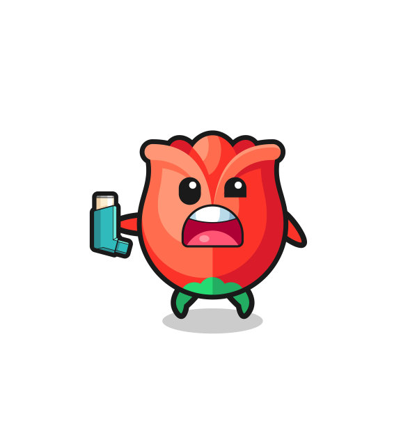 吉祥物抱着哮喘的玫瑰图片下载