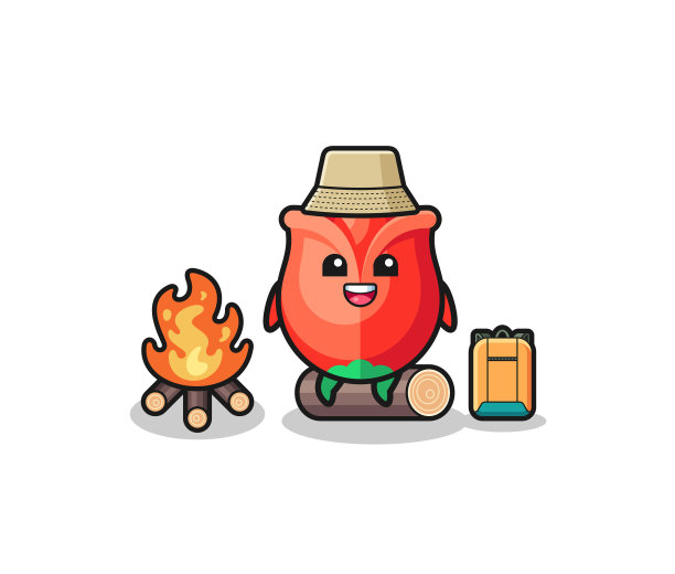 玫瑰卡通露营图片下载