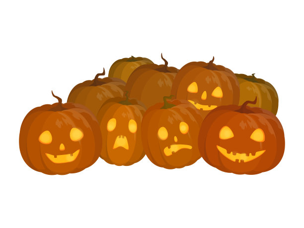 矢量插图万圣节南瓜孤立在白色背景。图片下载