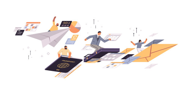 让商务人士带着护照行李箱飞行图片下载