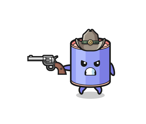 圆筒存钱罐牛仔用枪射击图片下载