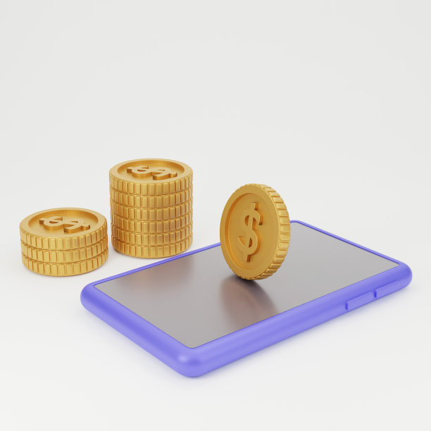 用手机和钱币的3D模型渲染金融概念，插图图片下载