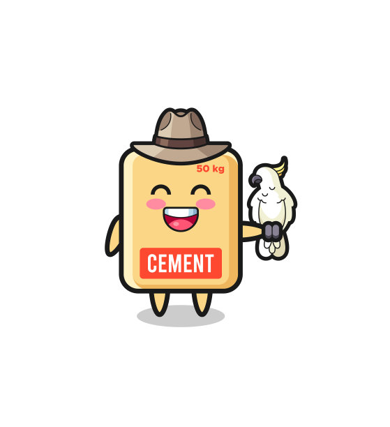 水泥袋动物园管理员吉祥物与鹦鹉图片下载