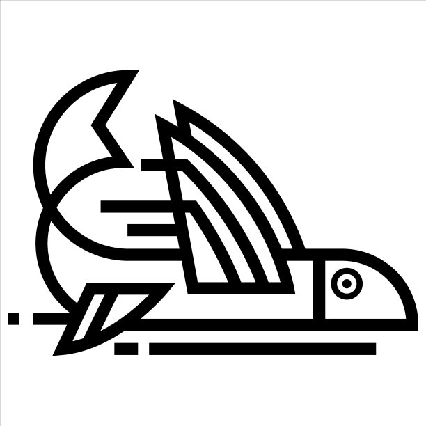 黑白现代线剥皮鱼符号图片下载