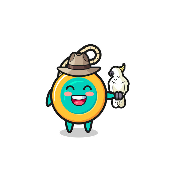 Yoyo动物园管理员吉祥物和一只鹦鹉图片下载