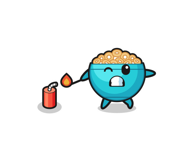 麦片碗吉祥物玩鞭炮图片下载