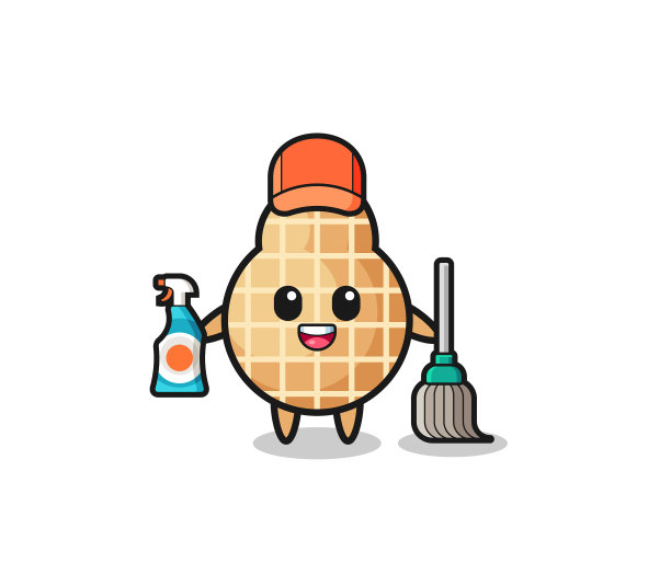 可爱的花生角色作为清洁服务吉祥物图片下载