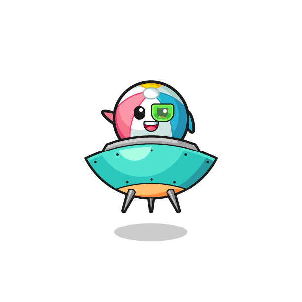 乘坐未来飞船的沙滩球卡通图片下载