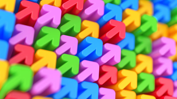 五颜六色的箭头。抽象的3d插图，以不同的业务策略。头脑风暴的概念。图片下载