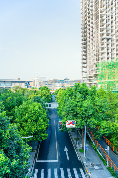 阳光明媚的现代城市和道路图片下载