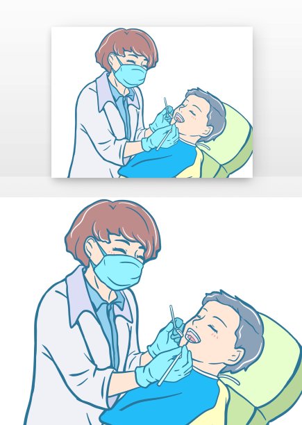 卡通医生检查牙齿图片下载