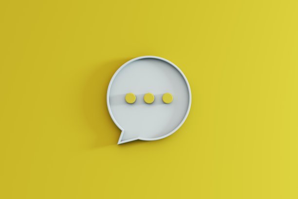 3D渲染的谈话或评论标志符号的黄色背景。图片下载