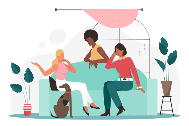 回家聚会的女性朋友三个开朗的女孩图片下载