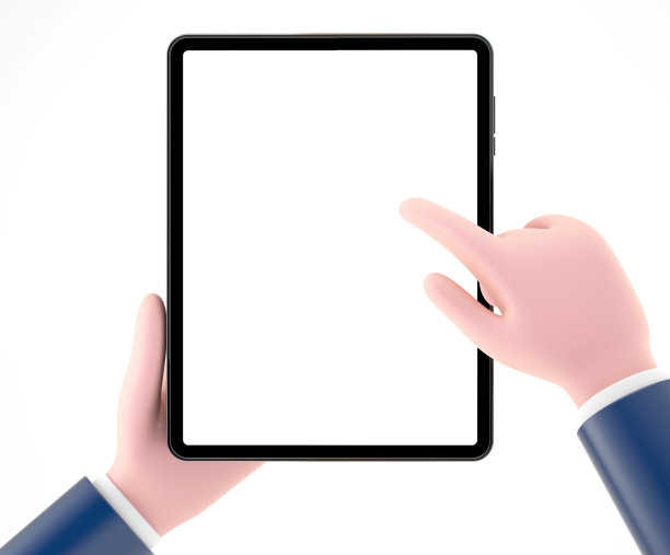 卡通手持数码平板电脑在白色背景图片下载