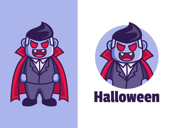 卡通吸血鬼德古拉吉祥物标志设计图片下载