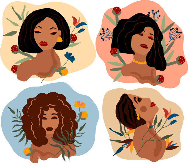 不同发型的时尚女性图片下载