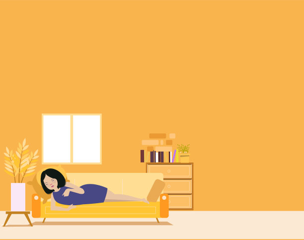 年轻女子睡在沙发上图片下载