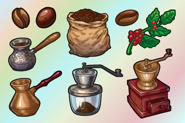 咖啡使元素集合图片下载