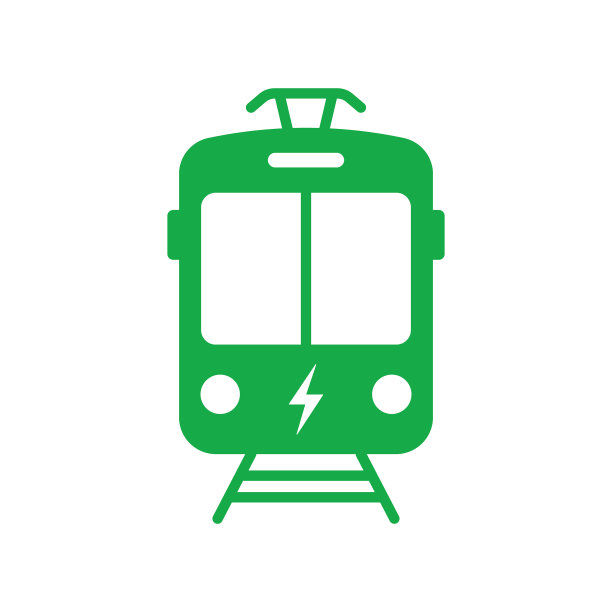 电车剪影绿色图标停站图片下载