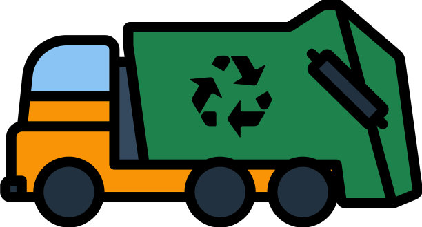 带有回收图标的垃圾车图片下载
