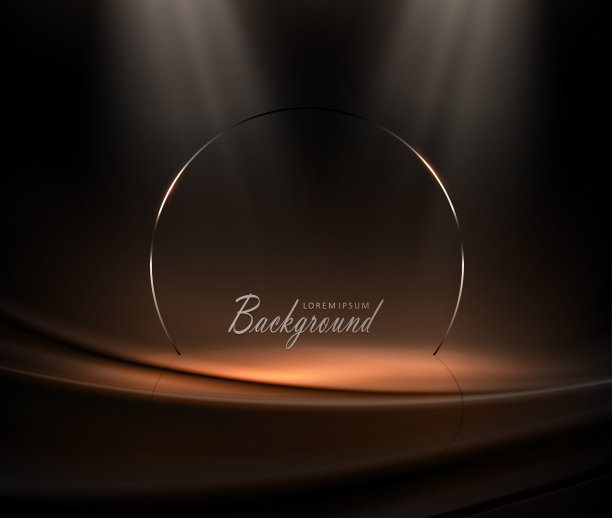 细拱带着一道明亮的光束，金色的色彩在黑色的背景上闪闪发光图片下载