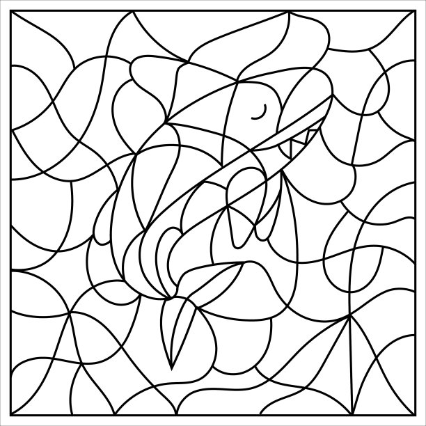 鲨鱼在彩色玻璃风格与图片下载