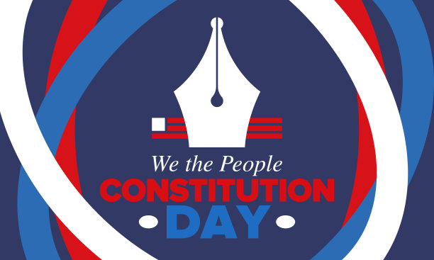 美国宪法日。节日，在每年的9月17日庆祝。国籍的一天。美国的一天。我们的人。爱国的美国元素。海报，卡片，横幅，背景。向量图片下载