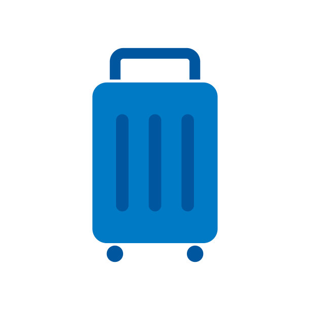 平面设计蓝色行李箱图标。行李。行李。向量。图片下载