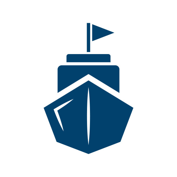 带旗帜的船廓形图标。向量。图片下载