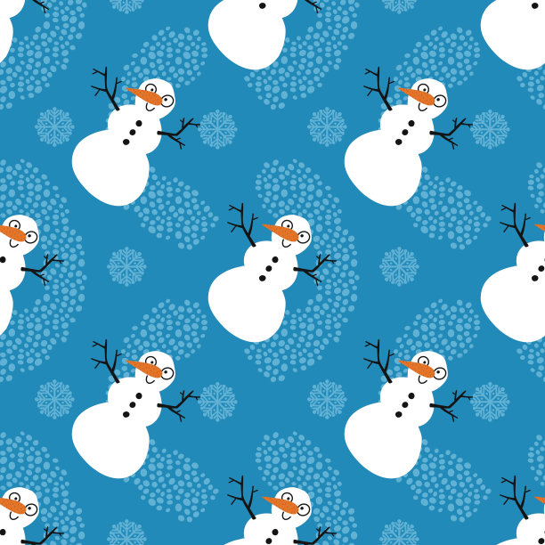 冬季印花与雪人和雪花图片下载