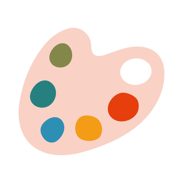 颜料调色板，油画颜料，丙烯，水粉或水彩，卡通风格。时髦的现代矢量插图孤立在白色背景，手绘，平面图片下载