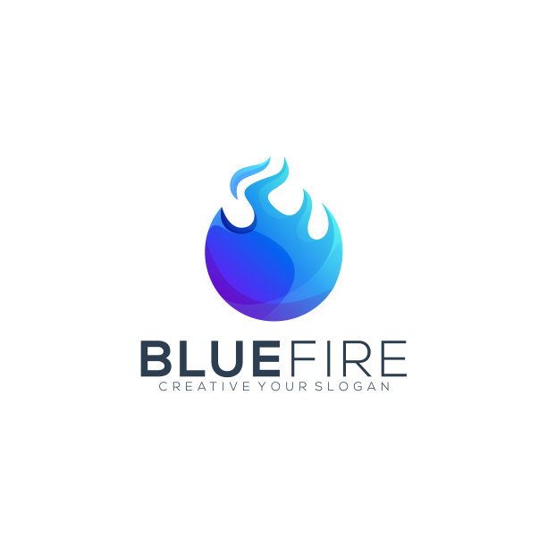 蓝色火焰现代彩色标志模板图片下载