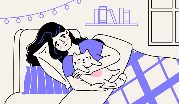 可爱的人和猫的概念图片下载