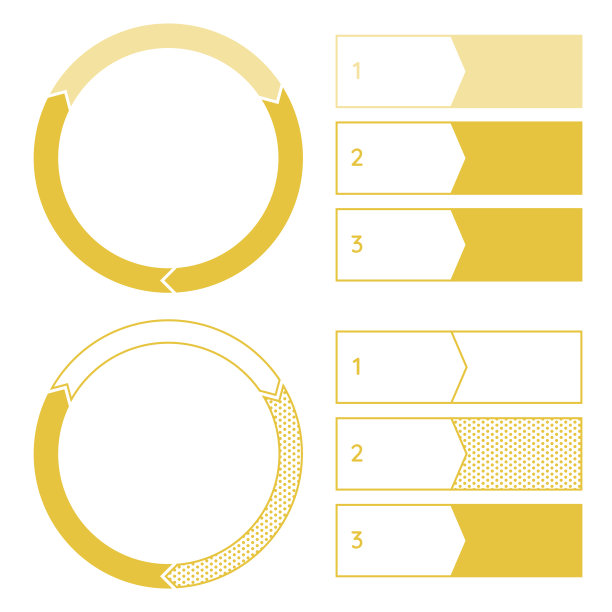 演示幻灯片的流程和解释元素集的圆形图表图片下载