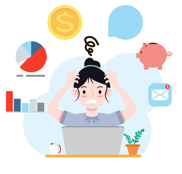 年轻的女员工在办公室压力很大图片下载