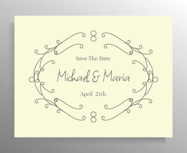 复古婚礼邀请函设计图片下载