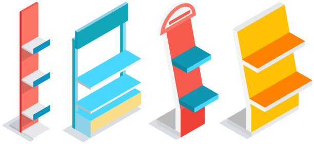 交易设备成套，货架空置货物。摆放家具，有足够的空间展示产品图片下载